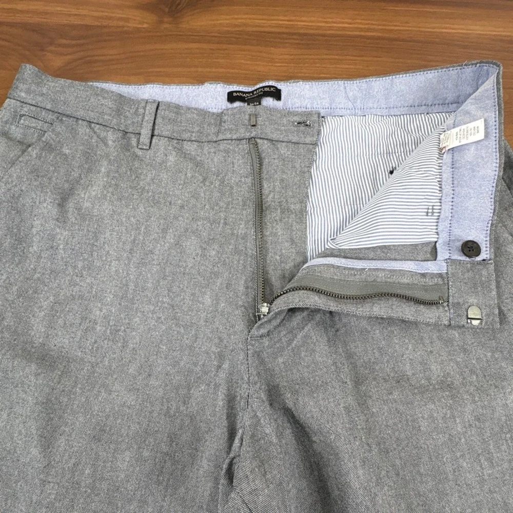 Banana Republic Straight Fit Grey Heather Cotton Dress Pants 36x34 Mens Trousers